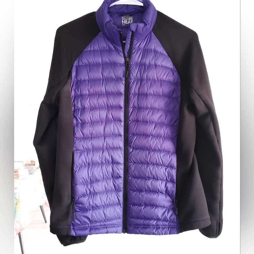 32 HEAT Woman Size M Medium Weatherproof Ultra light Down Puffer Jacket Purple